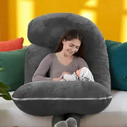 J Shaped Microfibre Solid Pregnancy Pillow Pack of 1-image-62