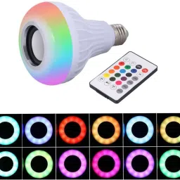 TECHEL Latest Led Bulb With Bluetooth Speaker Music Light Bulb B22 LED White + RGB Light Ball Bulb Bluetooth Bulb Light Bluetooth Control Smart Music Playing Audio Bluetooth Speaker With Remote Control MP3 player Color Changing Speaker Colorful Lamp With Remote Control For Home, Bedroom, Living Room, Party Decoration Smart Bulb 3d Sound Waterproof High Bass Best Sound Quality 16 W Bluetooth Home Theatre 64R84 Speaker Mod image 2