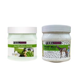 FEELHIGH Set Of 2 Face & Body Aloevera Mask & Goat Milk Scrub-500ml Each-26