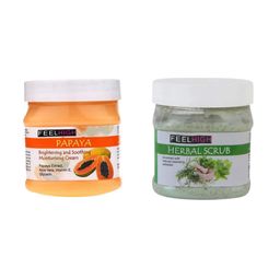 FEELHIGH Pack Of 2 Papaya Cream 500ml & Herbal Scrub 500ml-58