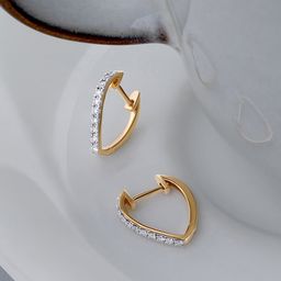 Mia by Tanishq Women 14 KT Sleek Edgy Gold & Diamond Hoop Earrings -2.492g-image-11