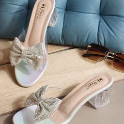 KISTEPS Embellished Party Block Sandals with Bows-3