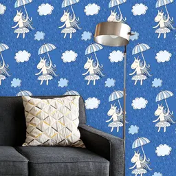 ArtzFolio Printed UV-Resistant Anti-Bacterial Unicorns With Umbrella Peel & Stick Wallpaper-image-97