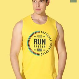 WOOSTRO Pack Of 2 Printed Super Combed Cotton Gym Vests VWS26(98 LGTGREEN)(RUN YELLOW)-image-93