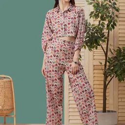KALINI Geometric Printed Pure Cotton Shirt & Trousers-picture-43