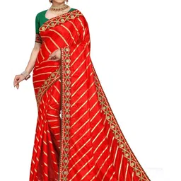 AKSH FASHION Red Silk Blend Sarees-picture-42