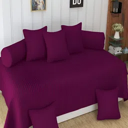 Aura Violet & White 8 Pieces Striped Diwan Set-12