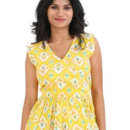 30 Looks Geometric Print Cotton Peplum Top-image-48