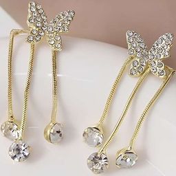 Vembley Gold-Plated Cubic Zirconia Alloy Drop Earrings-picture-45