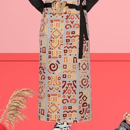 ArtzFolio Grey & Yellow Printed Cotton Waist Apron-31