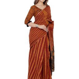 Pinkcity Trade World Orange Pure Cotton Ikat Sarees-image-99