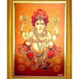 ADA Handicraft Gold-Toned & White Ganesh Ji Wooden Wall Photo Frame-8