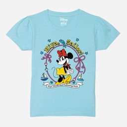 Wear Your Mind Girls Minnie Mouse Printed Puff Sleeves Pure Cotton T-shirt-picture-25