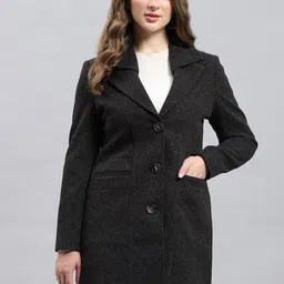 Monte Carlo Notched Lapel Collar Longline Over Coat-image-63