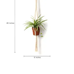 DULI 3-Pcs Red & Cream Handmade Macrame Boho HangingPlanters image 4