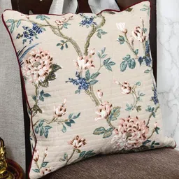 Urban Jaipur Peach-Coloured & Blue Set of 2 Floral Square Cushion Covers image 4
