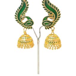 Balaji Gold Leaf Shaped Jhumkas Earrings-8