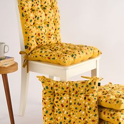 SKANDA FAB 6 Pieces Mustard Yellow Mosaic Printed Pure Cotton Mosaic Printed Chair Pads-image-30