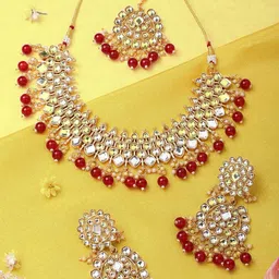 Anouk 22K Gold-Plated Kundan Studded & Beaded Jewellery Set-picture-30