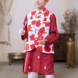 Tura Turi Red Art Silk Kurta Sets-picture-32
