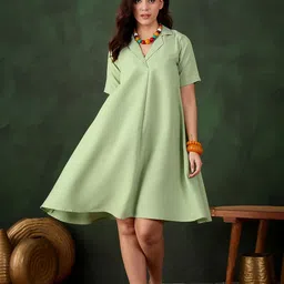 Sangria Flared Knee Length Dress-image-86