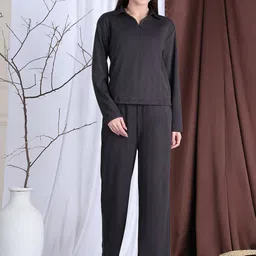 NEUDIS Self Design Shirt Collar Long Sleeves Top & Trouser-54