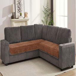 Fashion Throw Brown Striped Velvet Sofa Cover-image-92