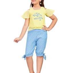 Lei-Chie Girls Printed Round Neck Top With Capri-image-74