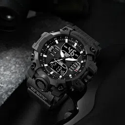 V2A Men Dial & Bracelet Style Straps Analogue and Digital Watch V2A-CS-1730-Blk-Blk-10