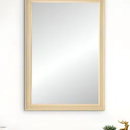 Home Centre Reflection Grooved Beige Textured Bordered RectangularWallMirror-27