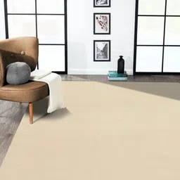 OBSESSIONS Beige Solid Anti-Skid Polyester Carpet-77