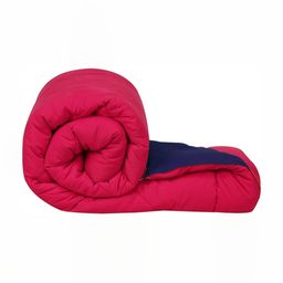 CHICERY Pink & Navy Blue AC Room 200 GSM Reversible Double Bed Comforter-image-65
