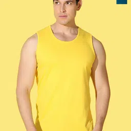 WOOSTRO Pack Of 2 Printed Super Combed Cotton Gym Vests VWS26(RUN PEACOCK)(PLAIN YELLOW)-image-74