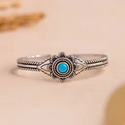 Voylla Women Brass Oxidised Silver-Plated Cuff Bracelet-47
