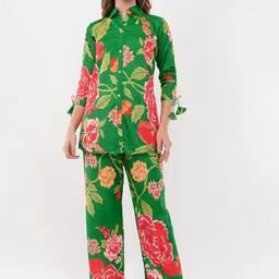 dhartii Summer Garden Floral Printed Longline Shirt With Trouser Co-Ords-picture-35