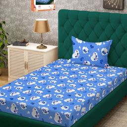 Myntra Elegant Homes Cartoon Characters 400 TC Single Bedsheet with 1 Pillow Covers-image-0