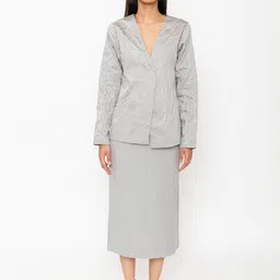 Contemponari Embroidered Tailored-Fit Cotton Single-Breasted Blazer-picture-32