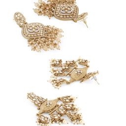 Zaveri Pearls Set Of 2 Gold-Plated Kundan Stones Studded & Beads Beaded Drop Earrings image 5