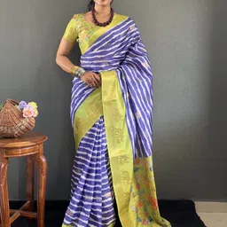 DIVASTRI Dola Silk Lehariya Print Saree With Unstitched Blouse Piece-image-64