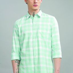 Blu MNKY Smart Slim Fit Checked Cutaway Collar Shirt-image-64
