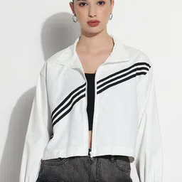 SHOWOFF Women Spread Collar Colourblocked Windcheater Casual Sporty Jacket-40