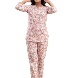 LIVING ROOTS Floral Printed Pure Cotton Night Suit Elegant & Comfortable-image-80