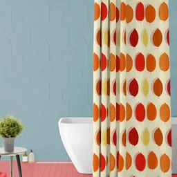 ArtzFolio Cream & Yellow Printed Waterproof Shower Curtains-30