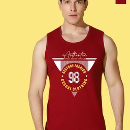 WOOSTRO Pack Of 2 Printed Cotton Gym Vests VWS26(ALONE MAROON)(98 MAROON)-35