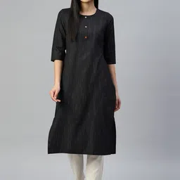 Fourleaf Woven Design Round Neck Straight Kurta-picture-57