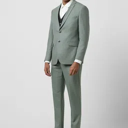Van Heusen Men Textured Slim-Fit Single-Breasted Three-Piece Party Suits-image-30