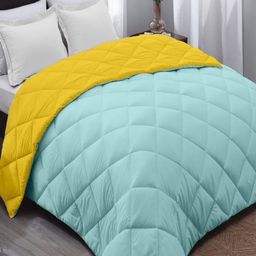 CHICERY Yellow & Turquoise Blue Heavy Winter 210 GSM Single Bed Comforter-image-32