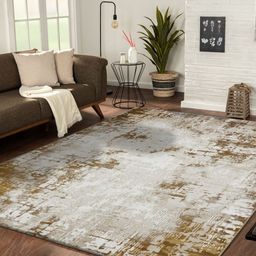 OBSESSIONS Beige Abstract Anti-Skid Polyester Carpet-44