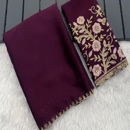 K 5 Fashion Embroidered Pure Chiffon Saree-50