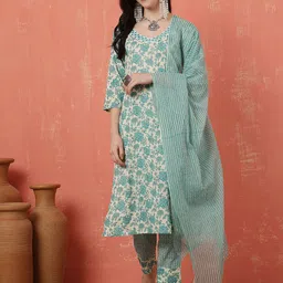 Anouk Women Floral Printed Regular Thread Work Kurta with Trousers & With Dupatta-picture-17